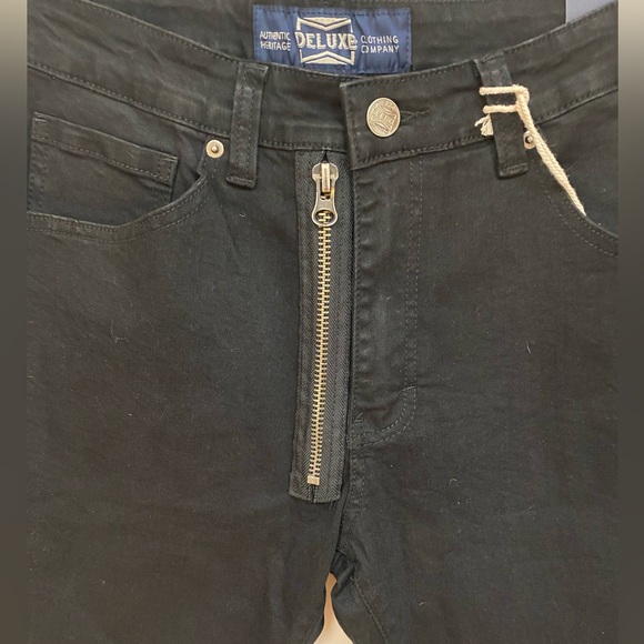 Deluxe Clothing Co Men’s Black Skinny Denim Jeans W/zippers Size 34/32 - Picture 4 of 5
